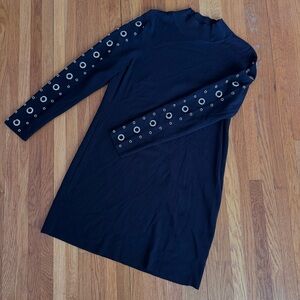 INC International Concepts Black Long Sleeve Sweater Dress M